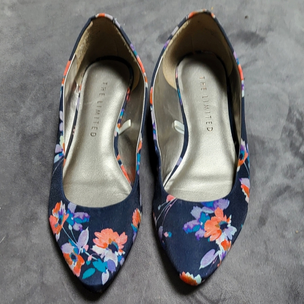 The Limited Floral Pointy-Toe Flats - Navy, Coral, Purple, Teal, & Baby Blue, 8B